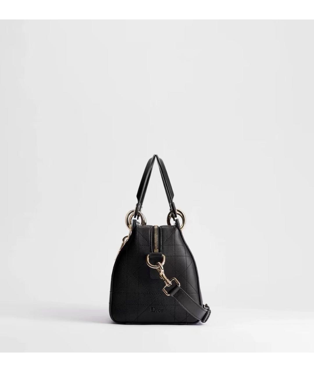 CHRISTIAN DIOR Черная кожаная сумка с короткими ручками, фото 4