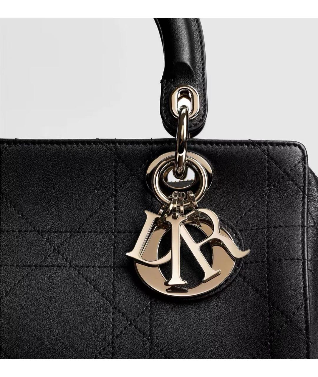 CHRISTIAN DIOR Черная кожаная сумка с короткими ручками, фото 2