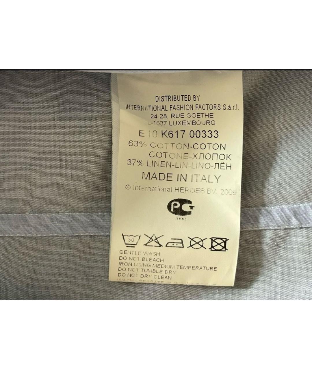 BIKKEMBERGS Голубая хлопковая кэжуал рубашка, фото 5