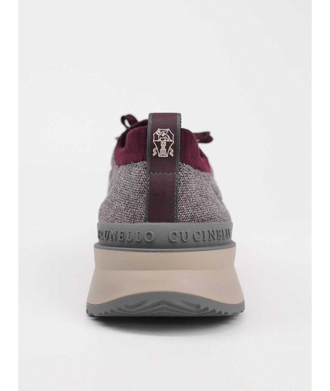 BRUNELLO CUCINELLI Бордовые текстильные низкие кроссовки / кеды, фото 4