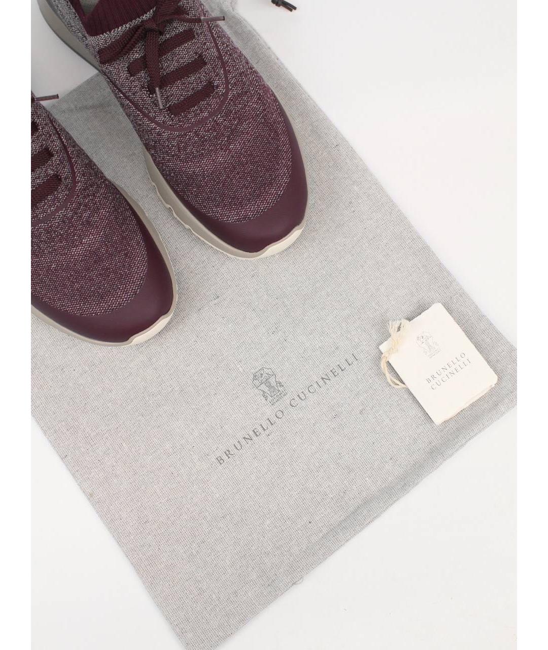 BRUNELLO CUCINELLI Бордовые текстильные низкие кроссовки / кеды, фото 6