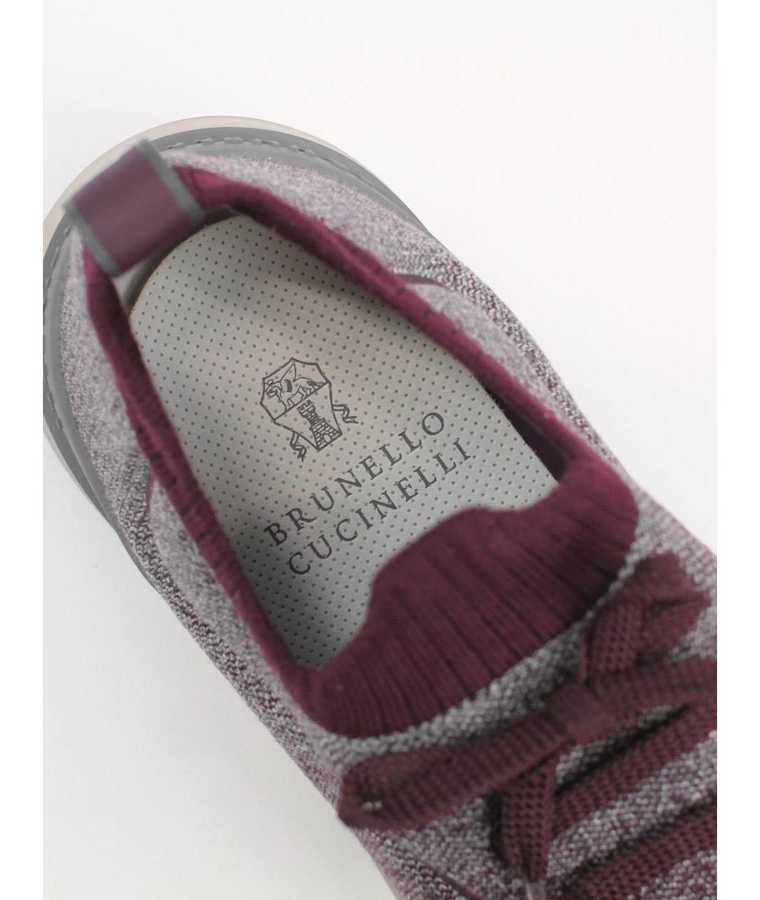 BRUNELLO CUCINELLI Бордовые текстильные низкие кроссовки / кеды, фото 8