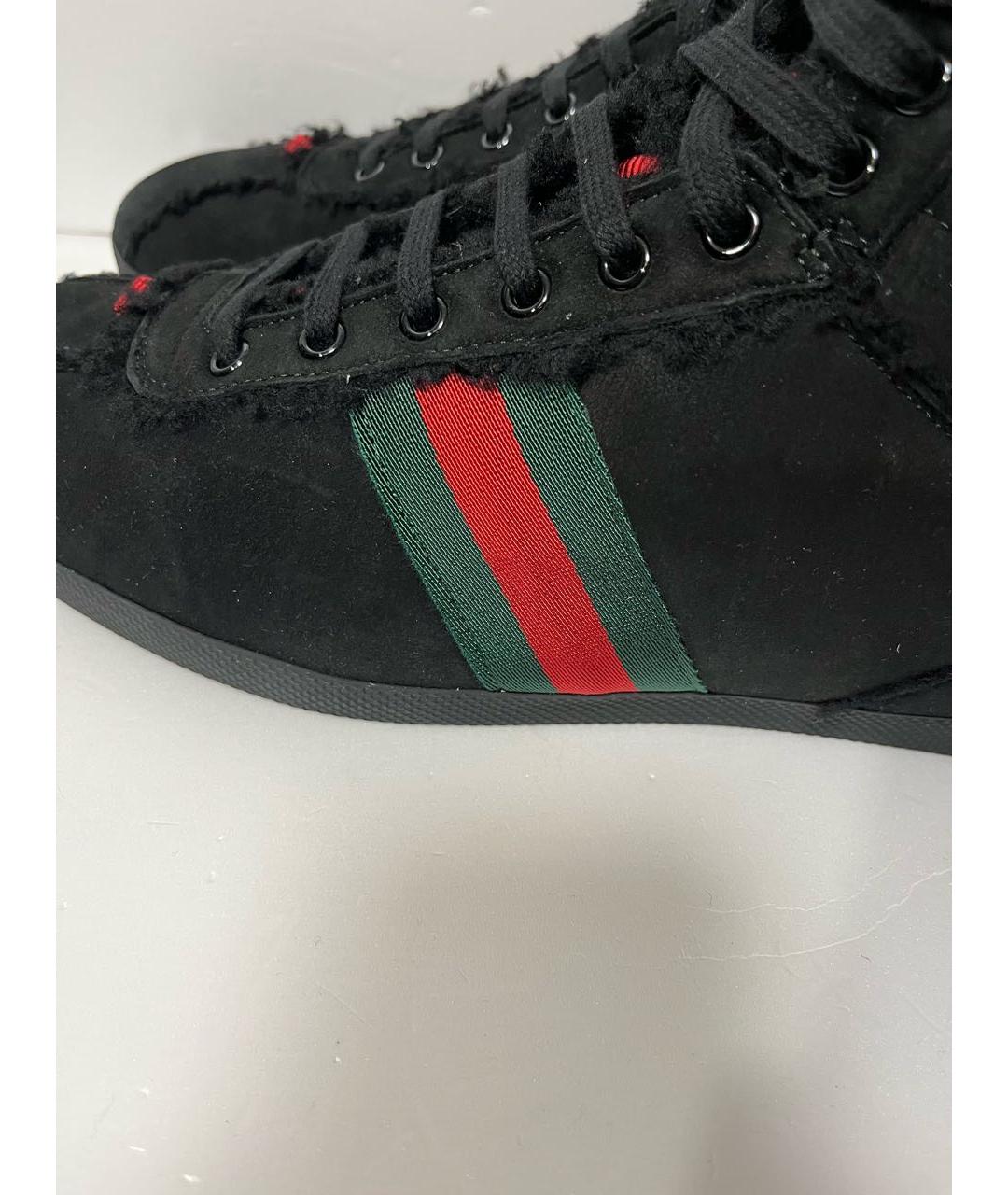 GUCCI Черные замшевые высокие кроссовки / кеды, фото 6
