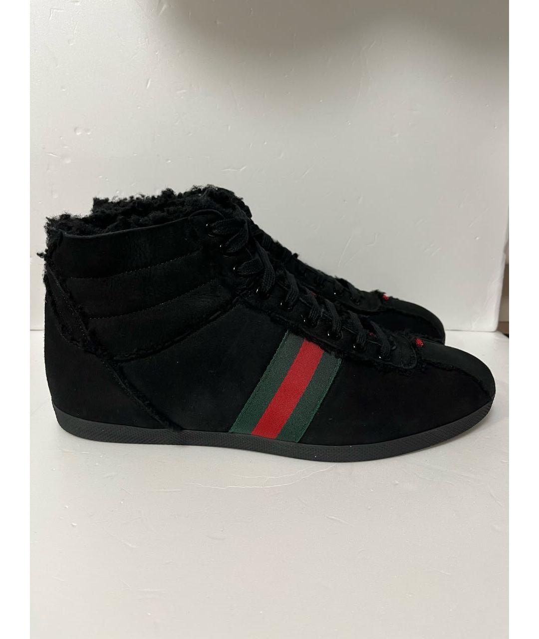 GUCCI Черные замшевые высокие кроссовки / кеды, фото 7