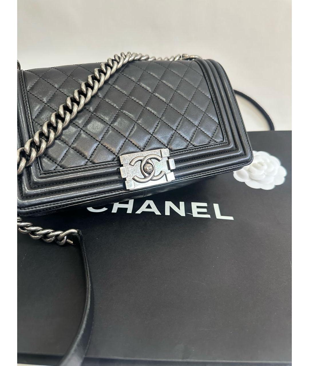 CHANEL Черная кожаная сумка через плечо, фото 8