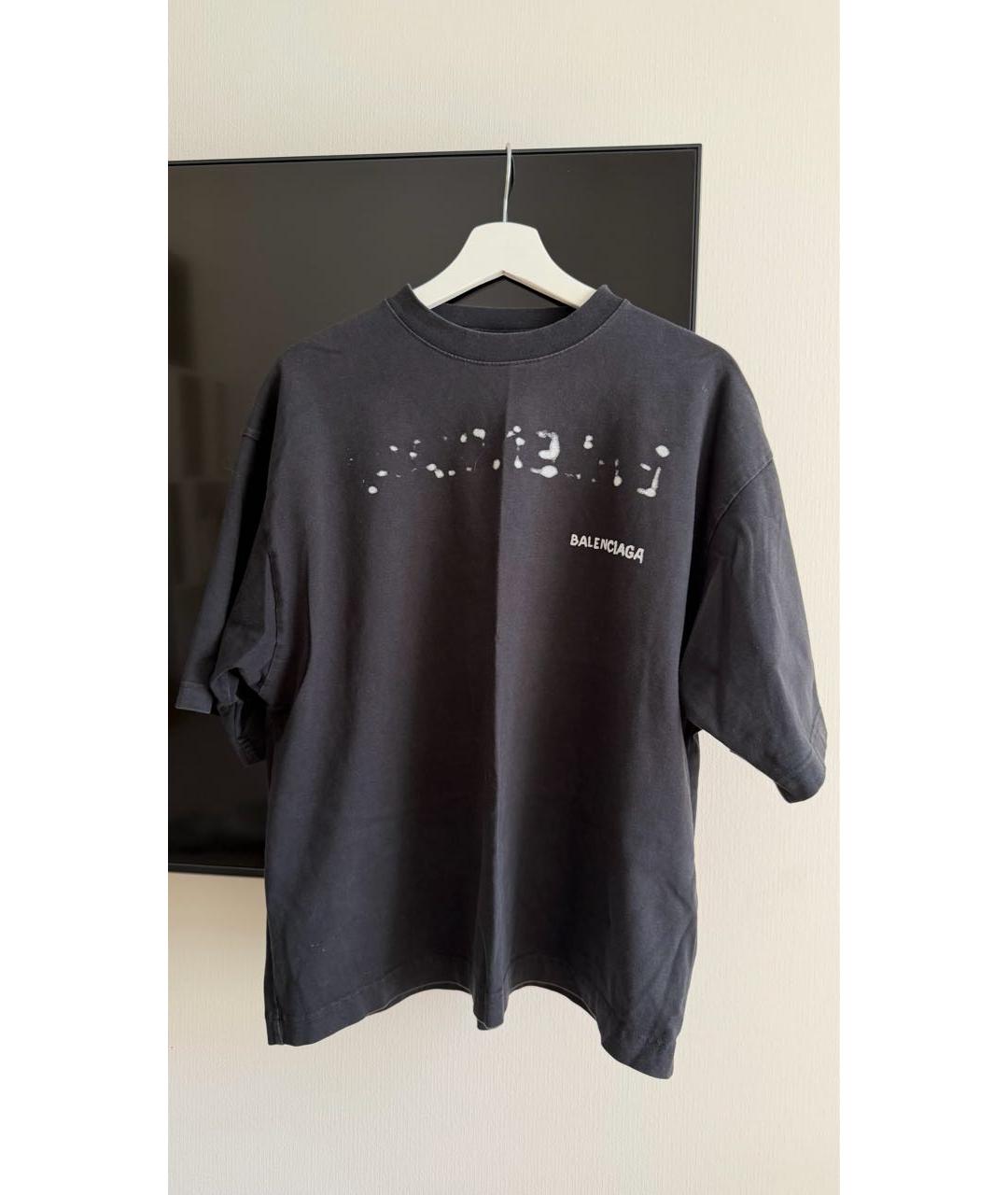 BALENCIAGA Черная хлопковая футболка, фото 3