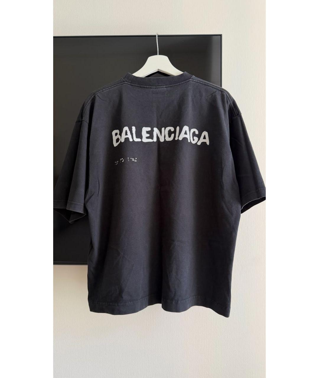 BALENCIAGA Черная хлопковая футболка, фото 2