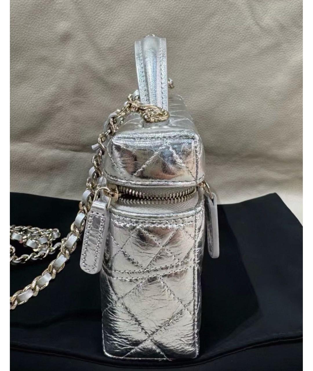 CHANEL Серебряная кожаная сумка через плечо, фото 4