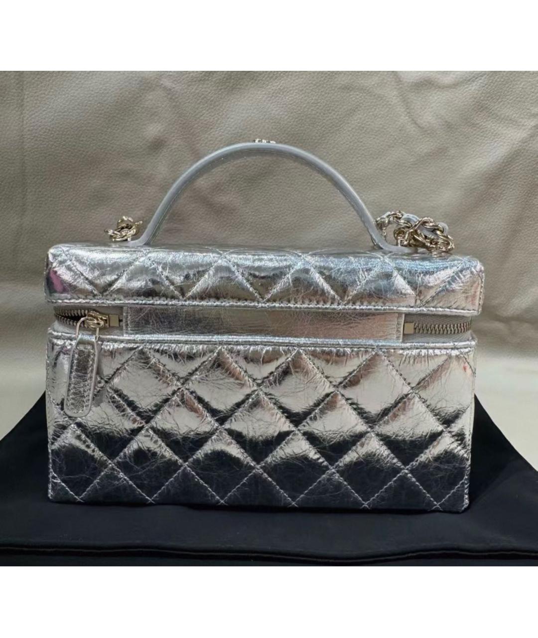 CHANEL Серебряная кожаная сумка через плечо, фото 2