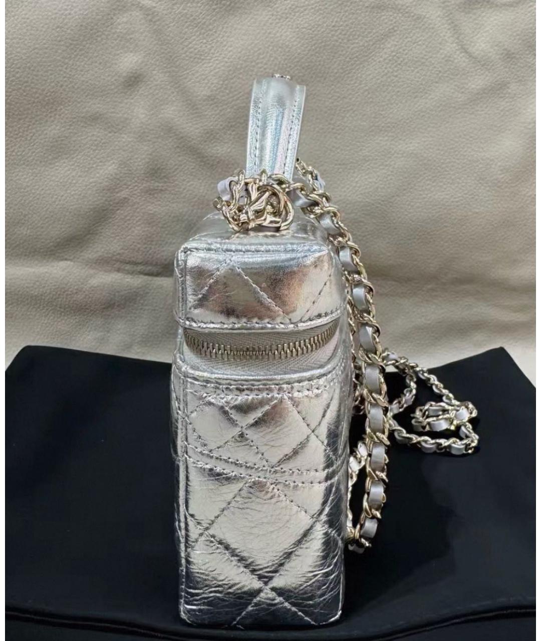 CHANEL Серебряная кожаная сумка через плечо, фото 3