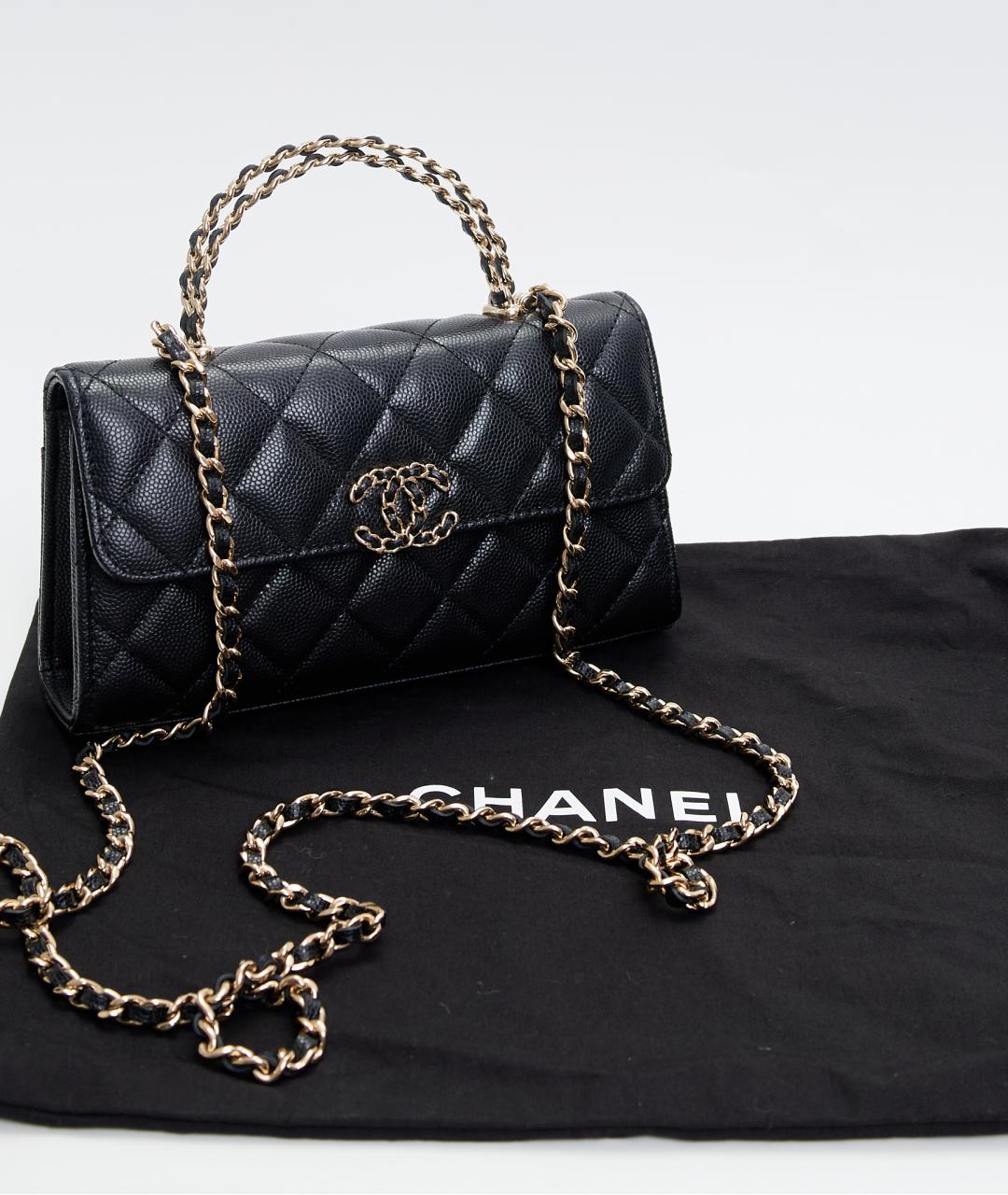 CHANEL Черная кожаная сумка с короткими ручками, фото 7