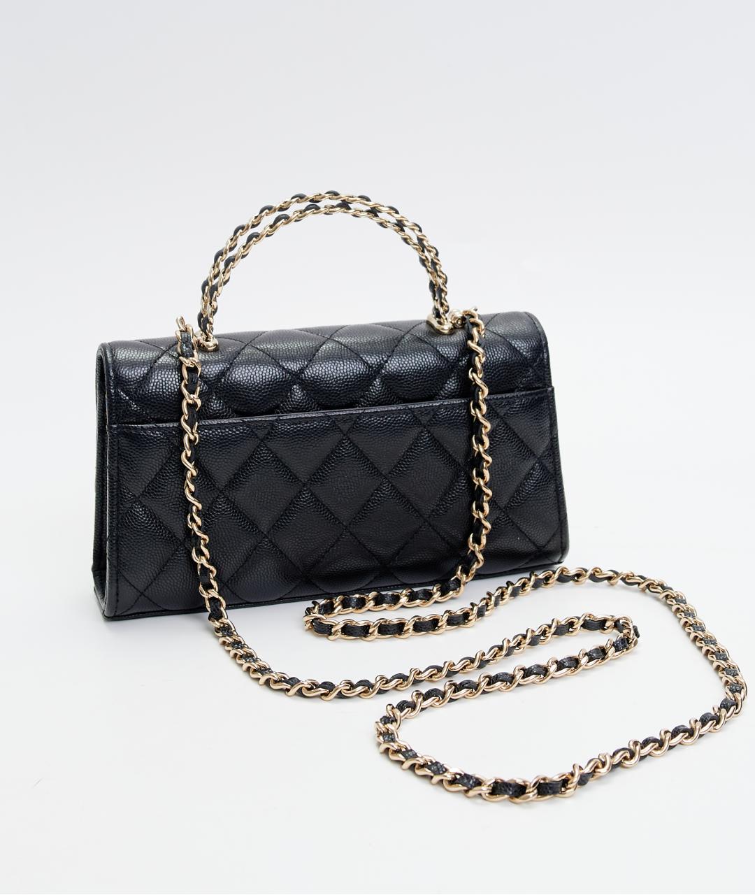 CHANEL Черная кожаная сумка с короткими ручками, фото 4