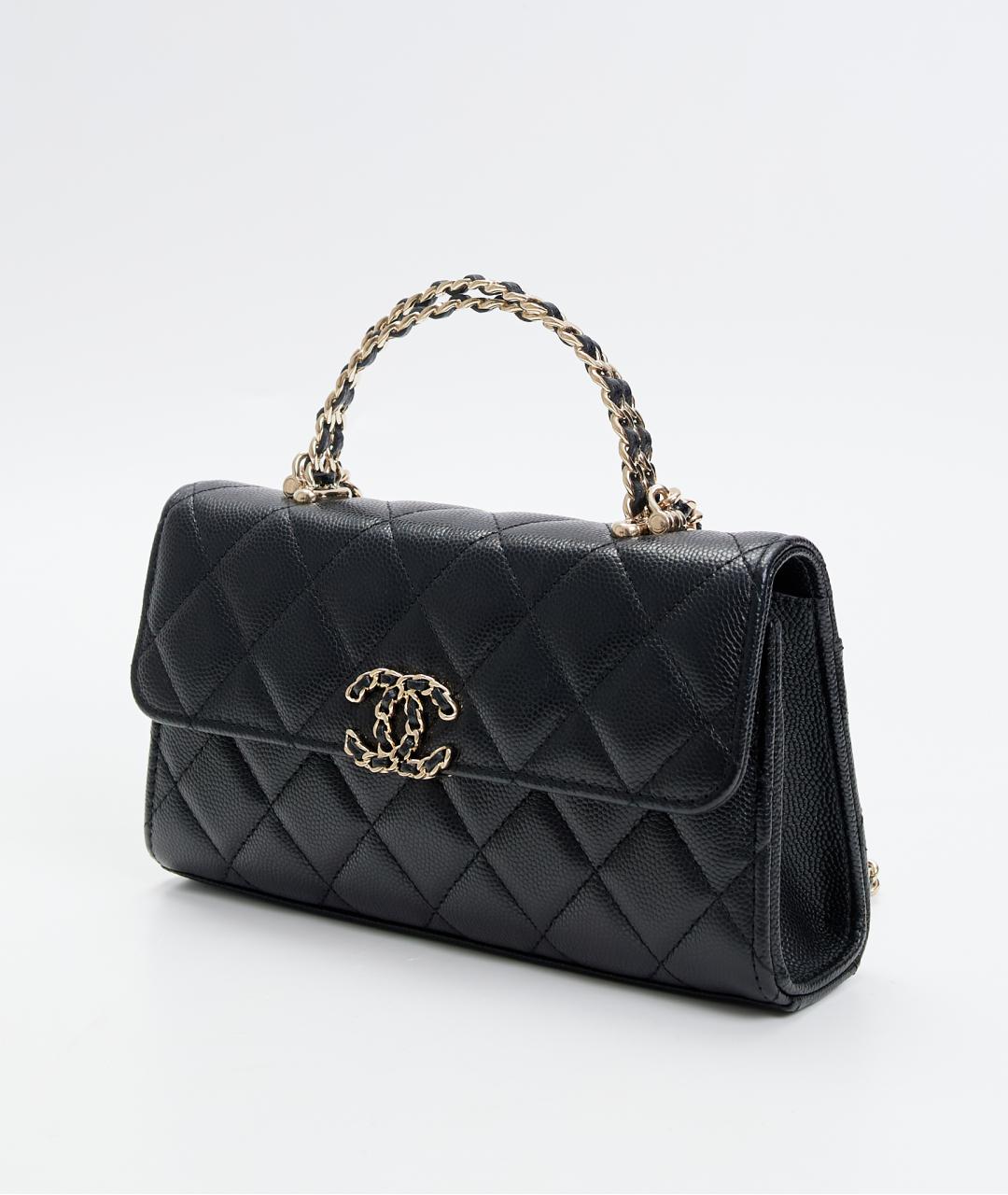 CHANEL Черная кожаная сумка с короткими ручками, фото 2
