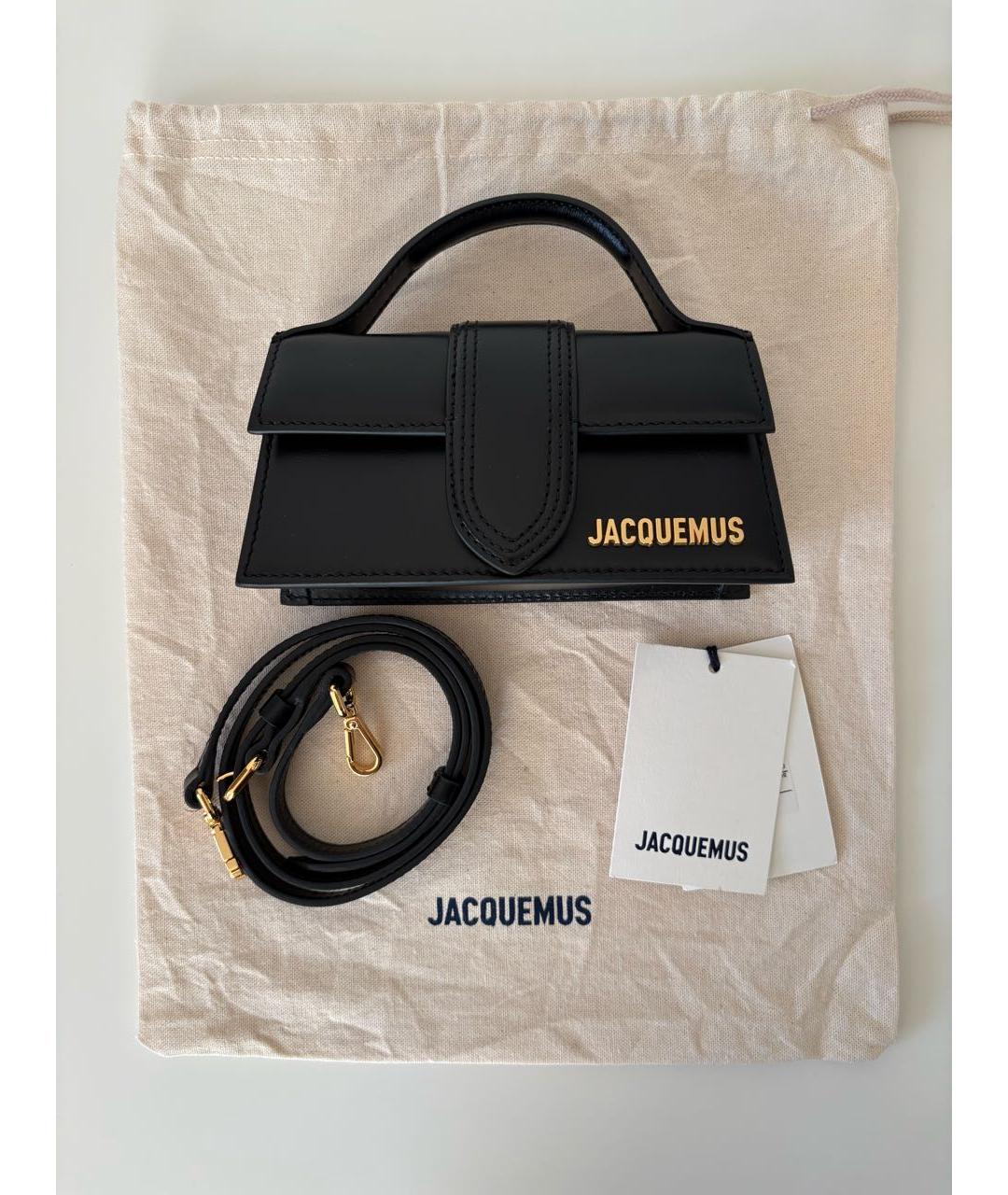 JACQUEMUS Черная кожаная сумка через плечо, фото 5