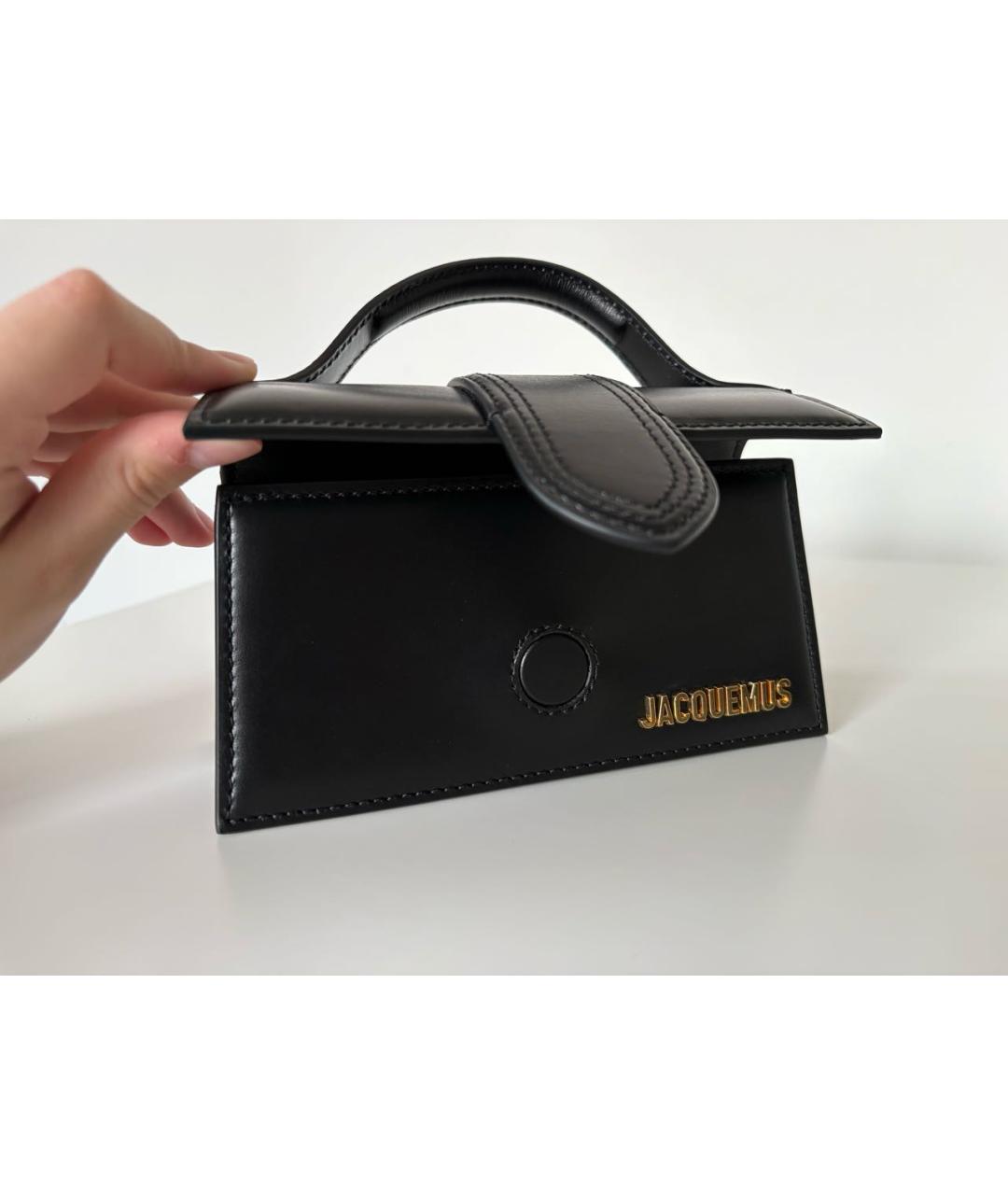 JACQUEMUS Черная кожаная сумка через плечо, фото 4