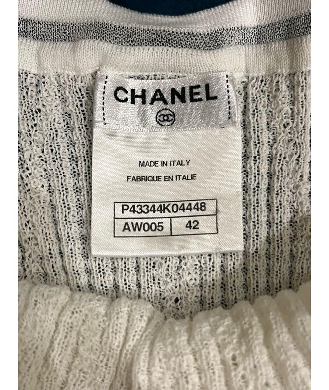 CHANEL Белая хлопко-эластановая майка, фото 3