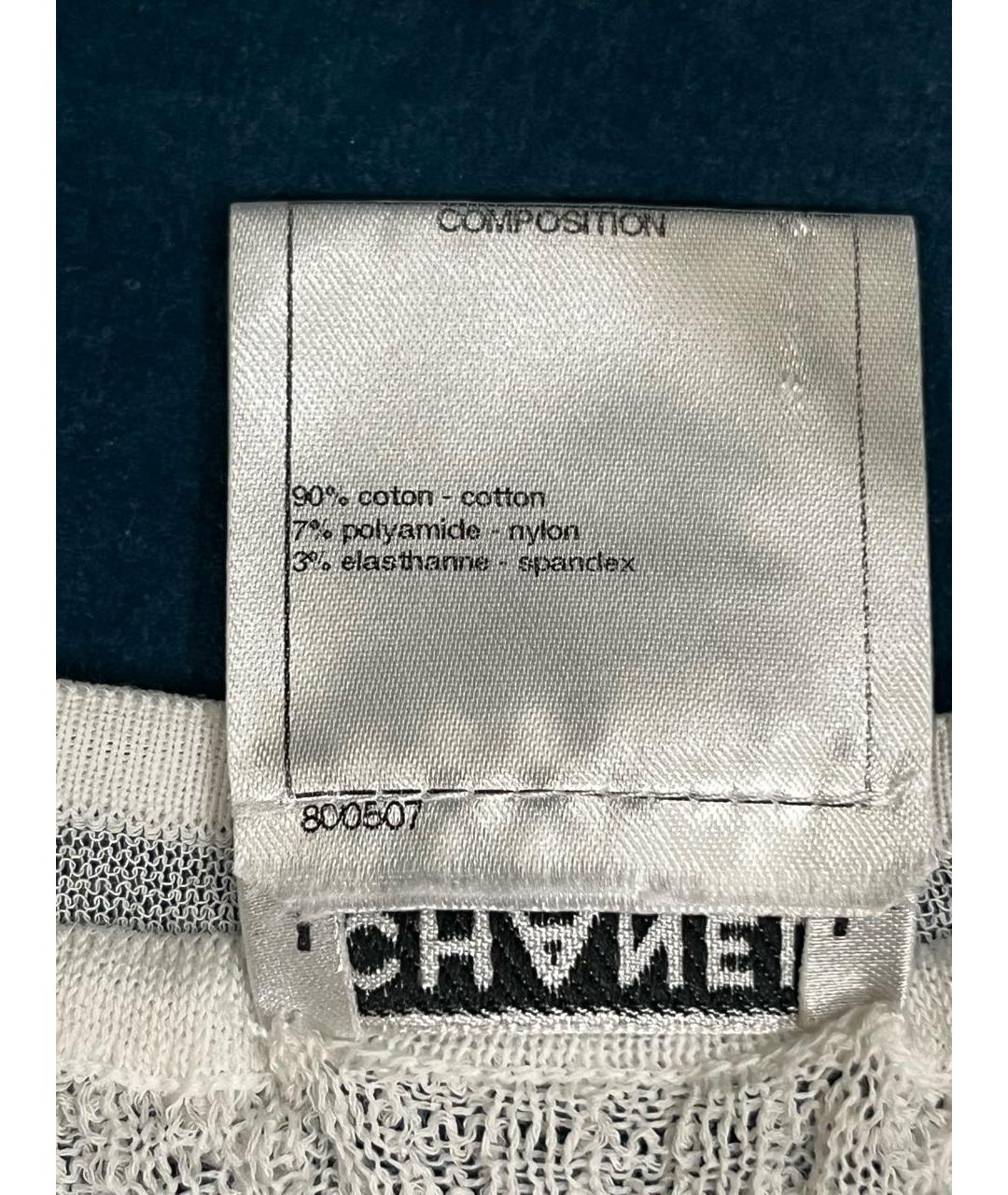 CHANEL Белая хлопко-эластановая майка, фото 6