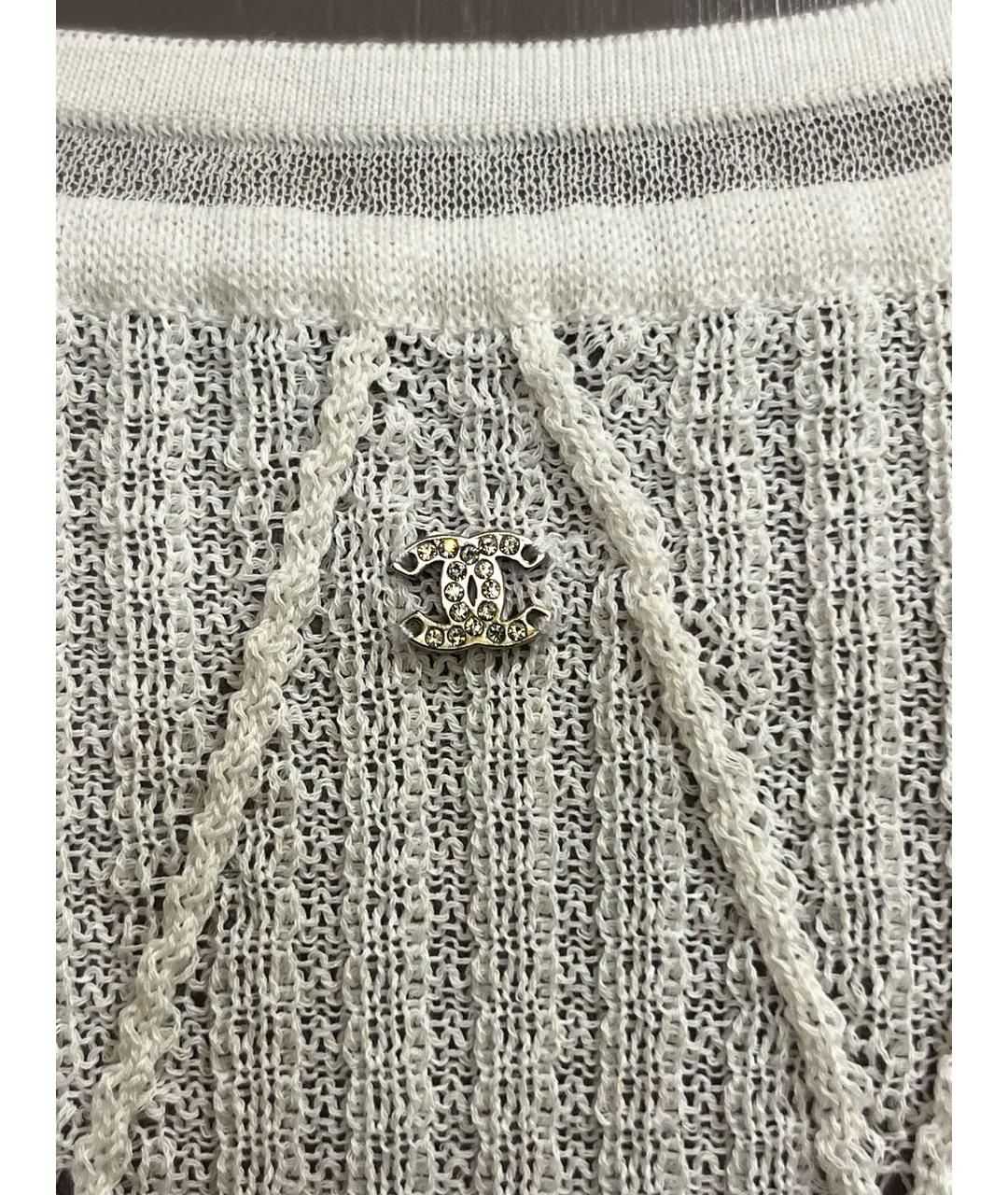CHANEL Белая хлопко-эластановая майка, фото 4