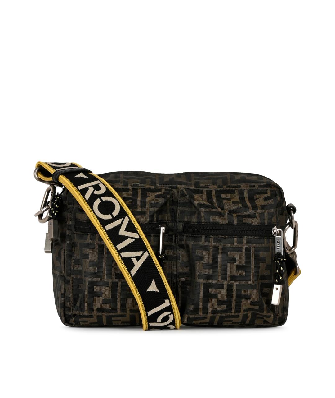FENDI Коричневая тканевая сумка на плечо, фото 1