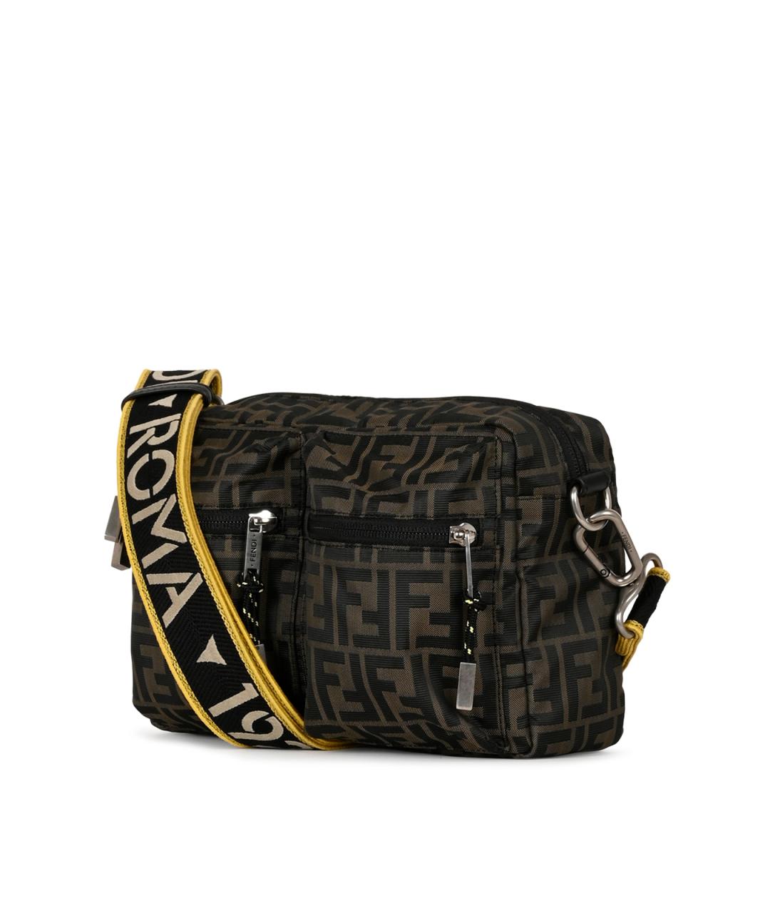 FENDI Коричневая тканевая сумка на плечо, фото 4