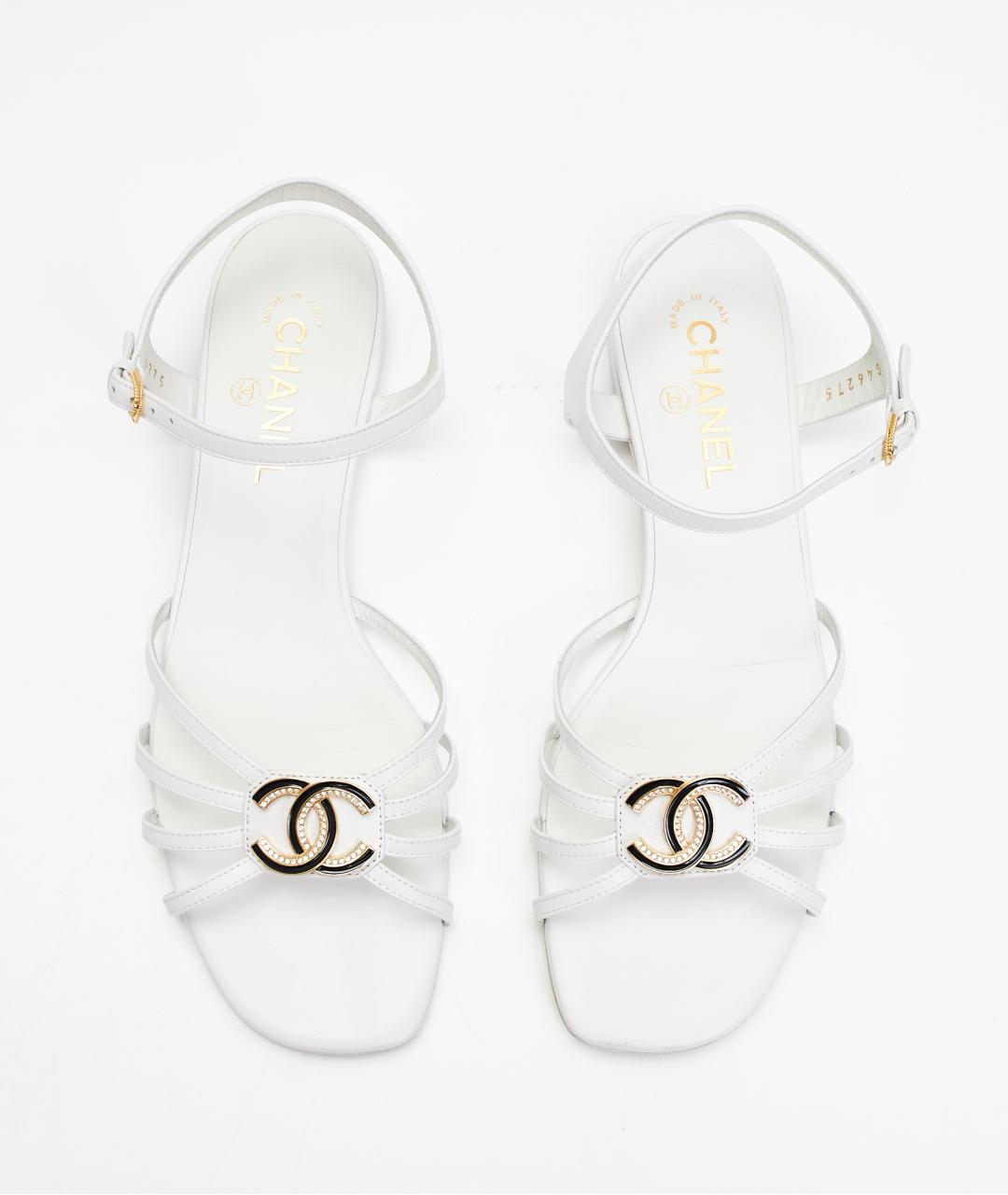 CHANEL Белые кожаные сандалии, фото 4