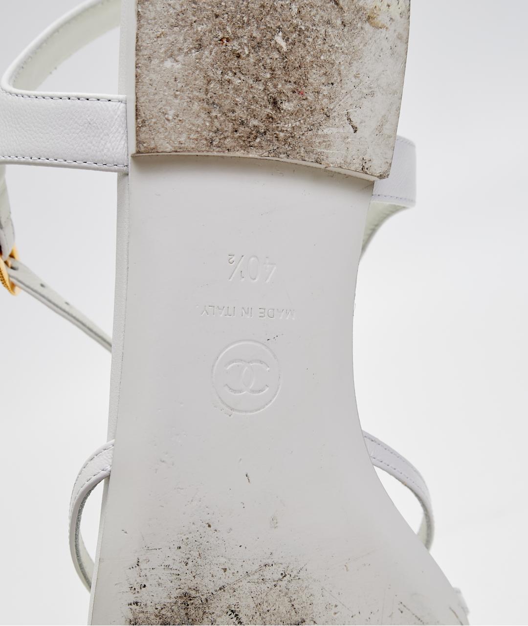 CHANEL Белые кожаные сандалии, фото 5