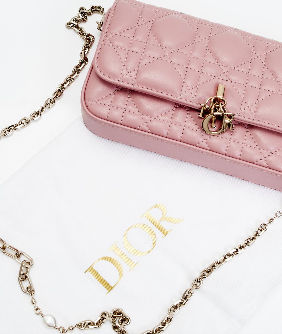 CHRISTIAN DIOR Розовая кожаная сумка через плечо, фото 9