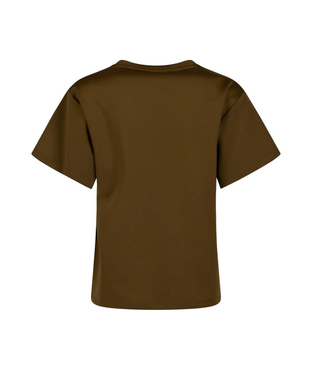 MAX MARA Хаки хлопко-эластановая футболка, фото 4