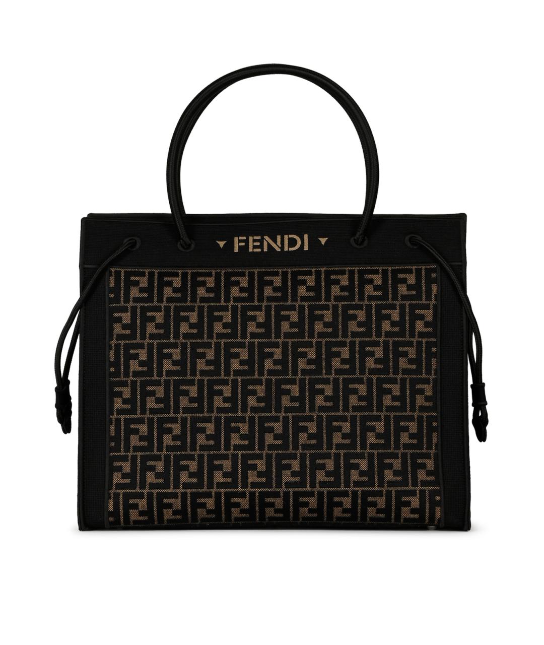 FENDI Коричневая хлопковая сумка тоут, фото 2