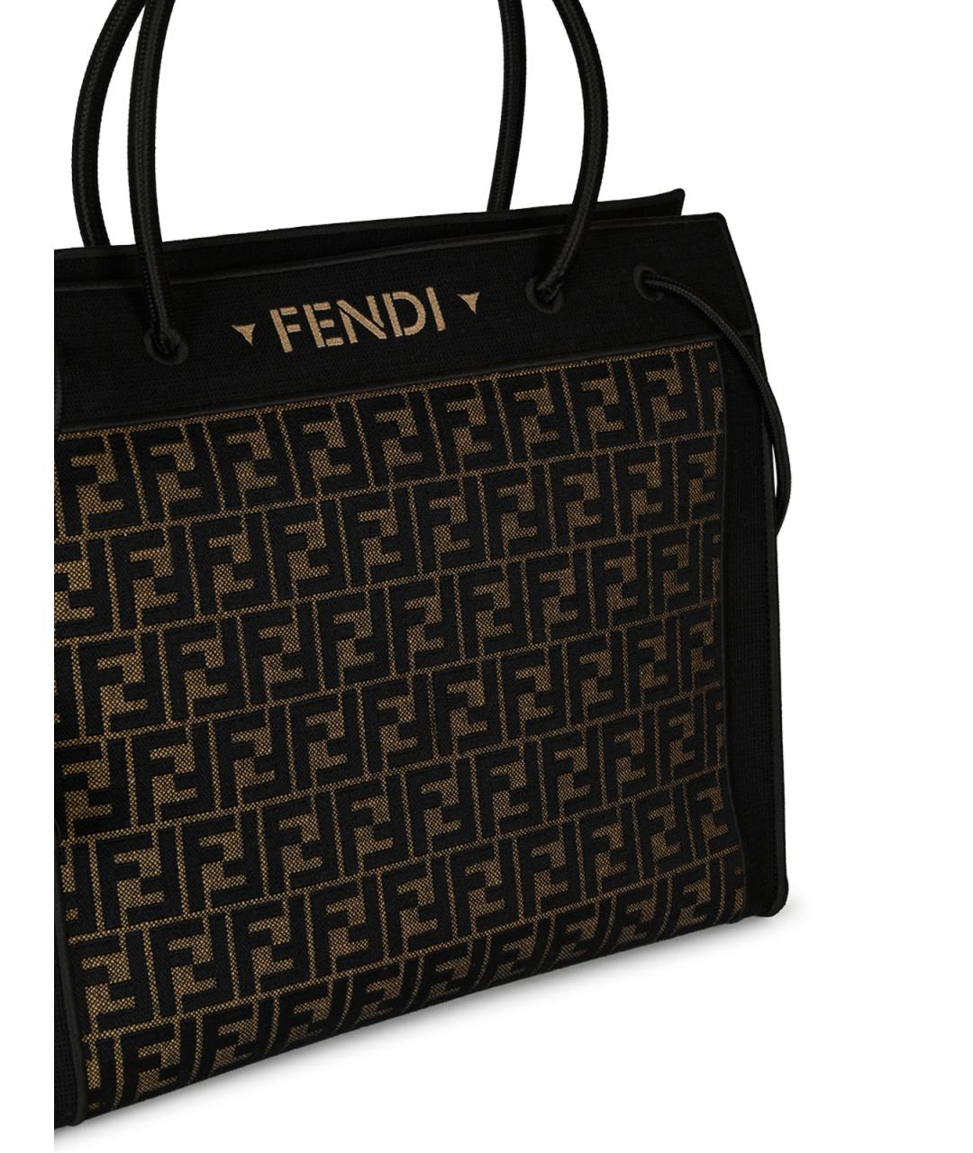 FENDI Коричневая хлопковая сумка тоут, фото 7