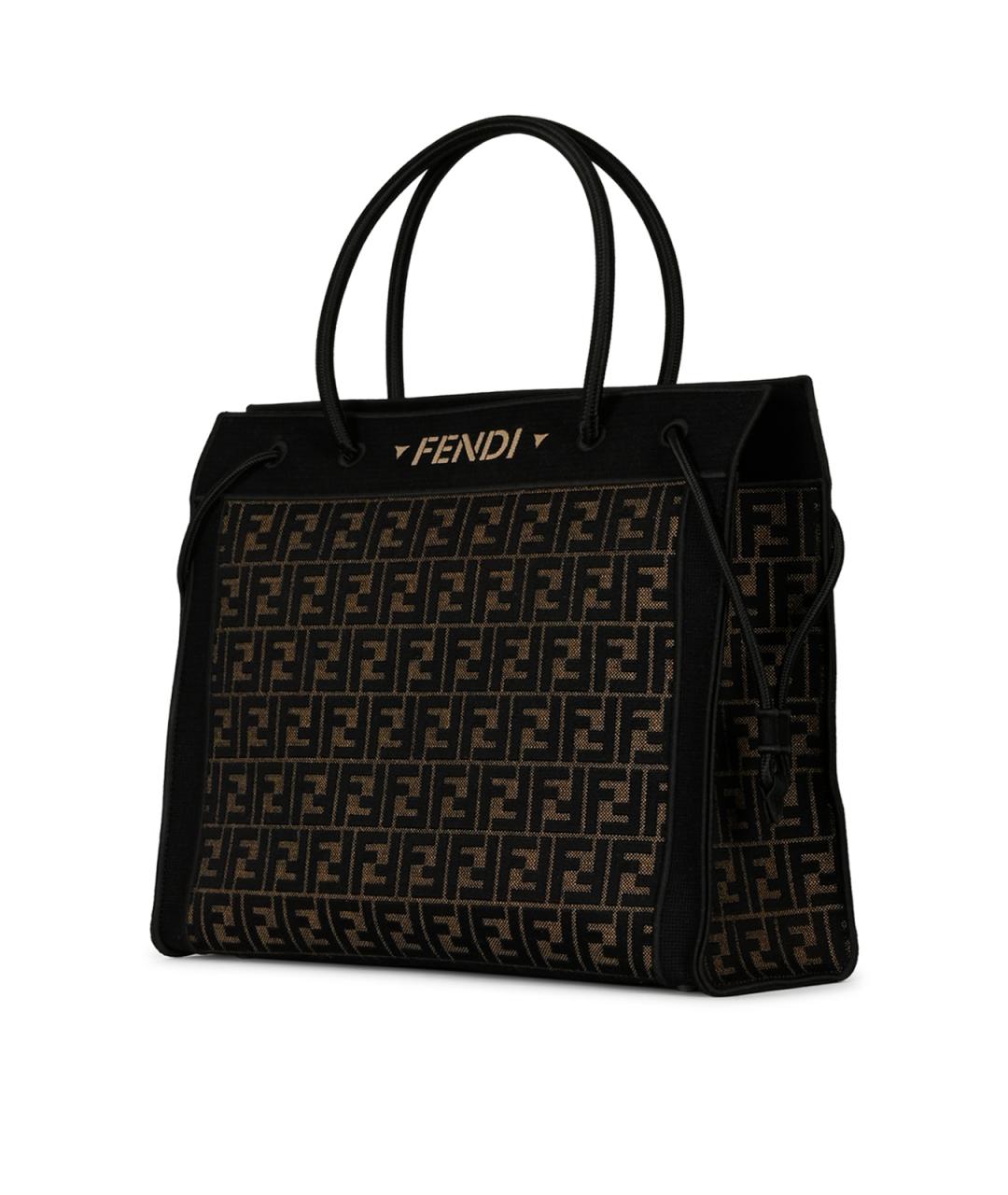 FENDI Коричневая хлопковая сумка тоут, фото 3