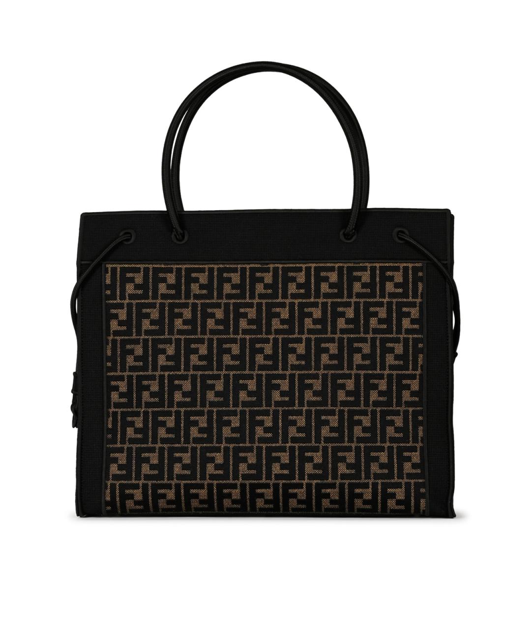 FENDI Коричневая хлопковая сумка тоут, фото 5