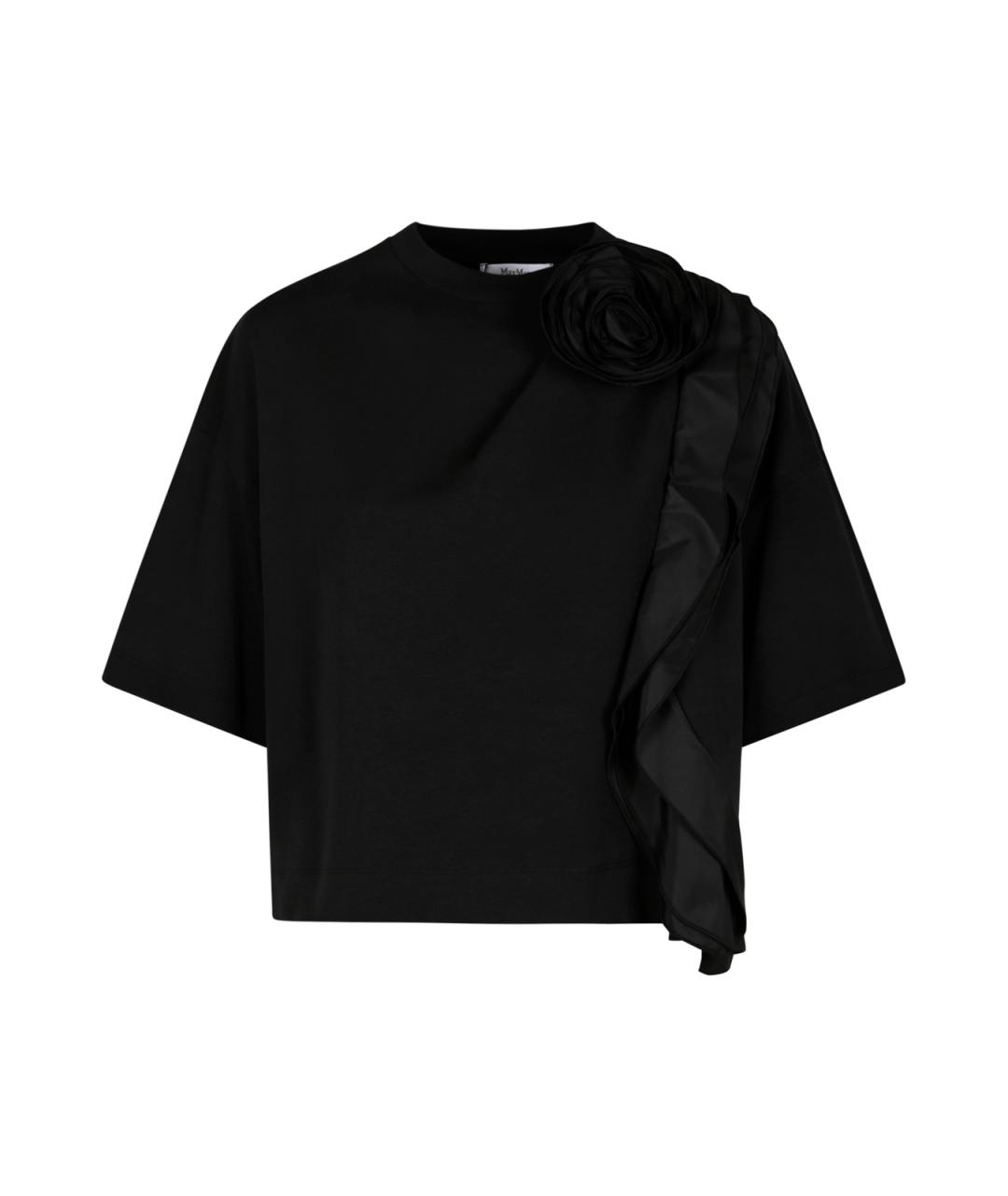 MAX MARA Черная хлопковая футболка, фото 2