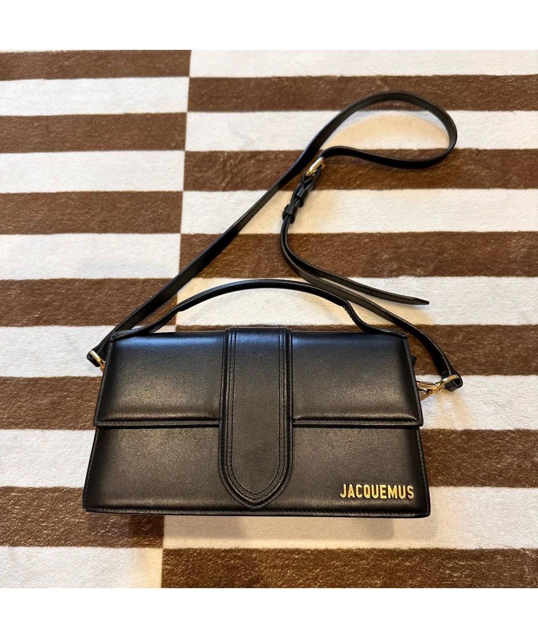 JACQUEMUS Черная кожаная сумка через плечо, фото 9