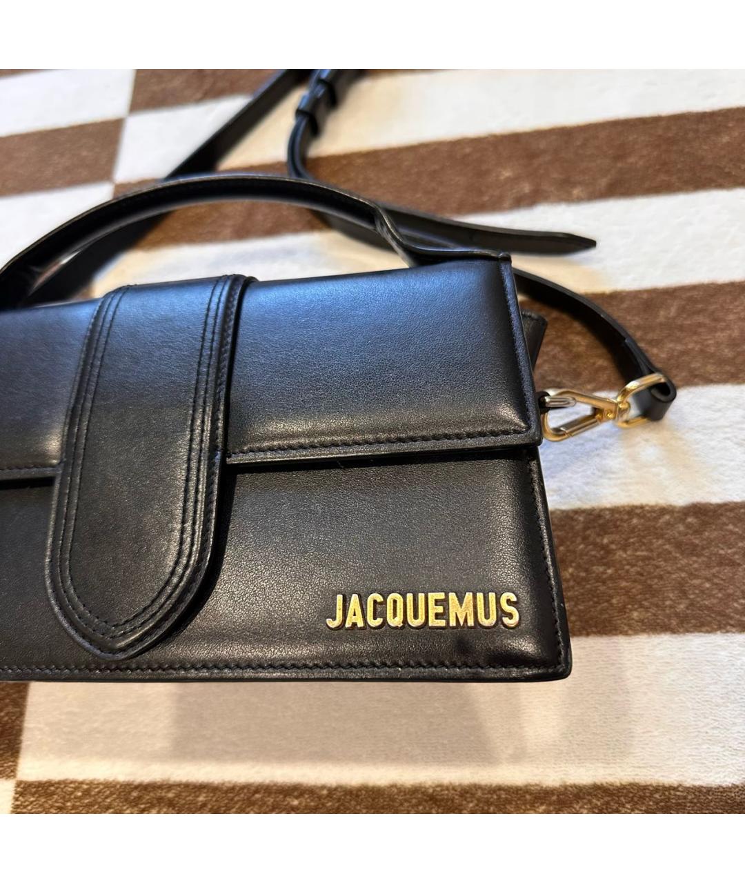 JACQUEMUS Черная кожаная сумка через плечо, фото 2