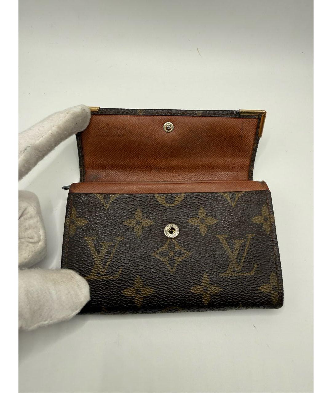 LOUIS VUITTON Коричневый кожаный кошелек, фото 5
