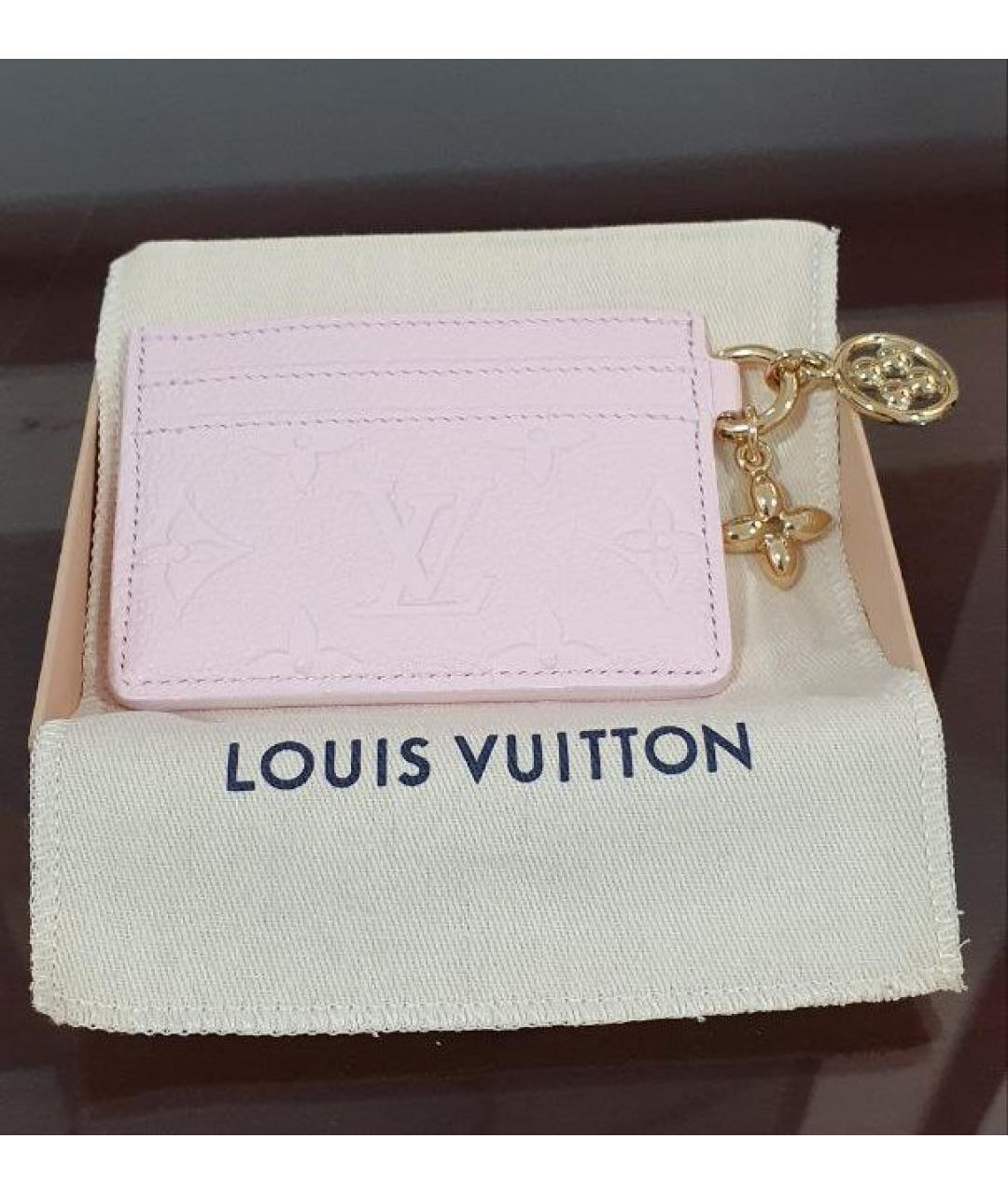 LOUIS VUITTON Розовый кожаный кардхолдер, фото 4