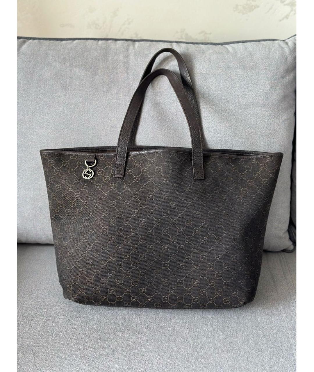 GUCCI Коричневая тканевая сумка тоут, фото 3
