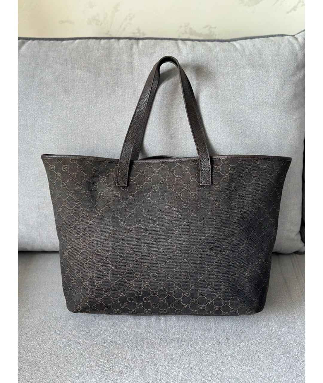 GUCCI Коричневая тканевая сумка тоут, фото 4