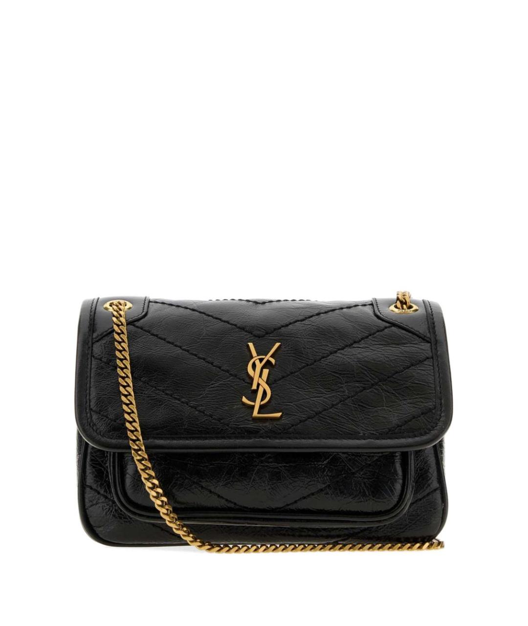 SAINT LAURENT Черная кожаная сумка через плечо, фото 3