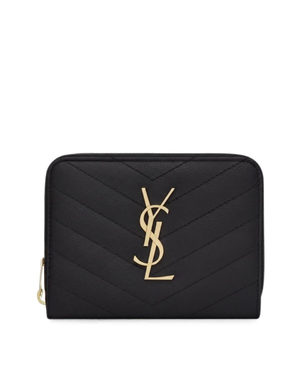 SAINT LAURENT Черный кожаный кошелек, фото 5