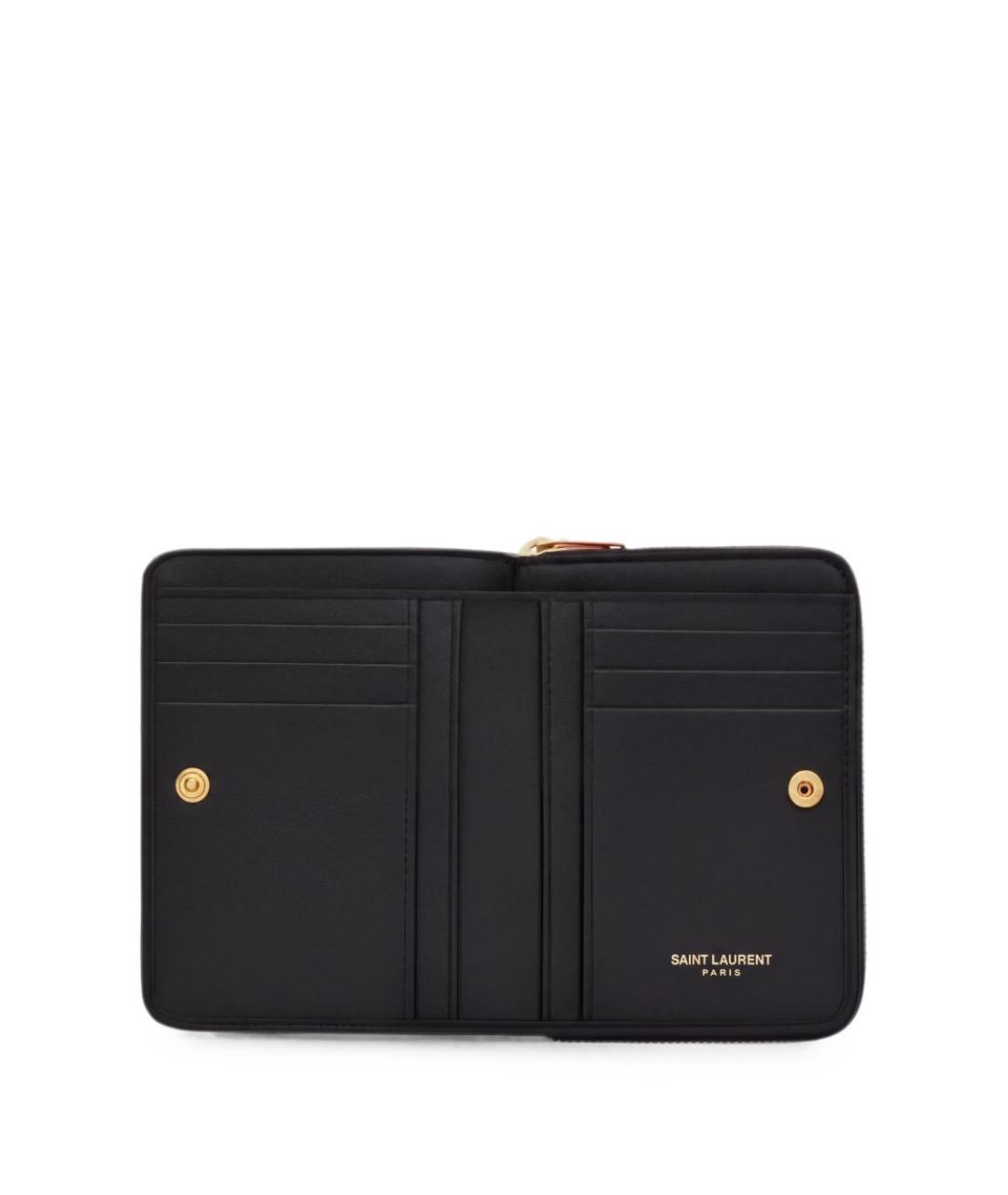 SAINT LAURENT Черный кожаный кошелек, фото 6