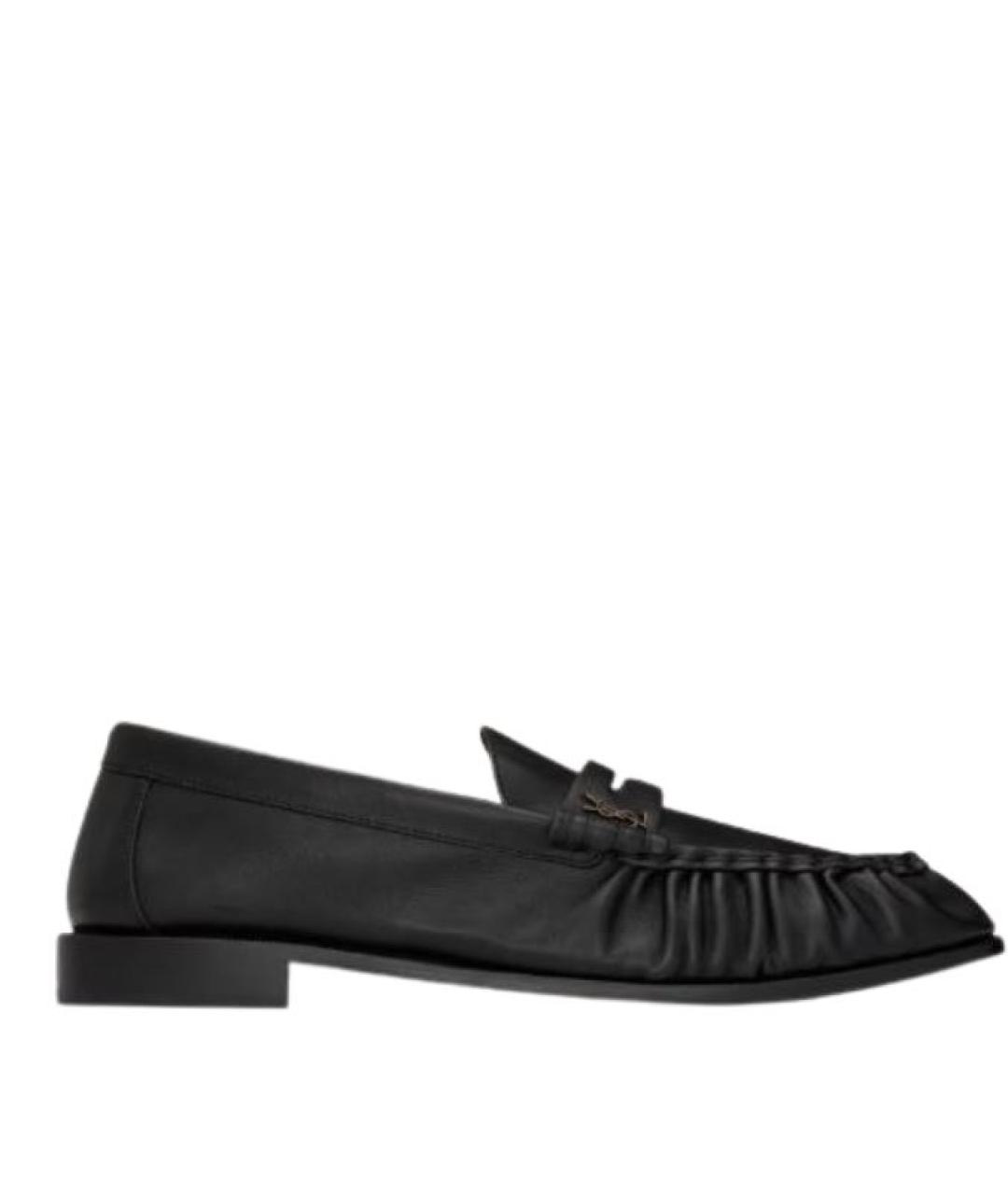 SAINT LAURENT Черные кожаные лоферы, фото 1