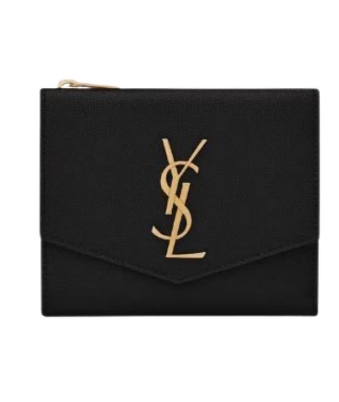SAINT LAURENT Черный кожаный кошелек, фото 1