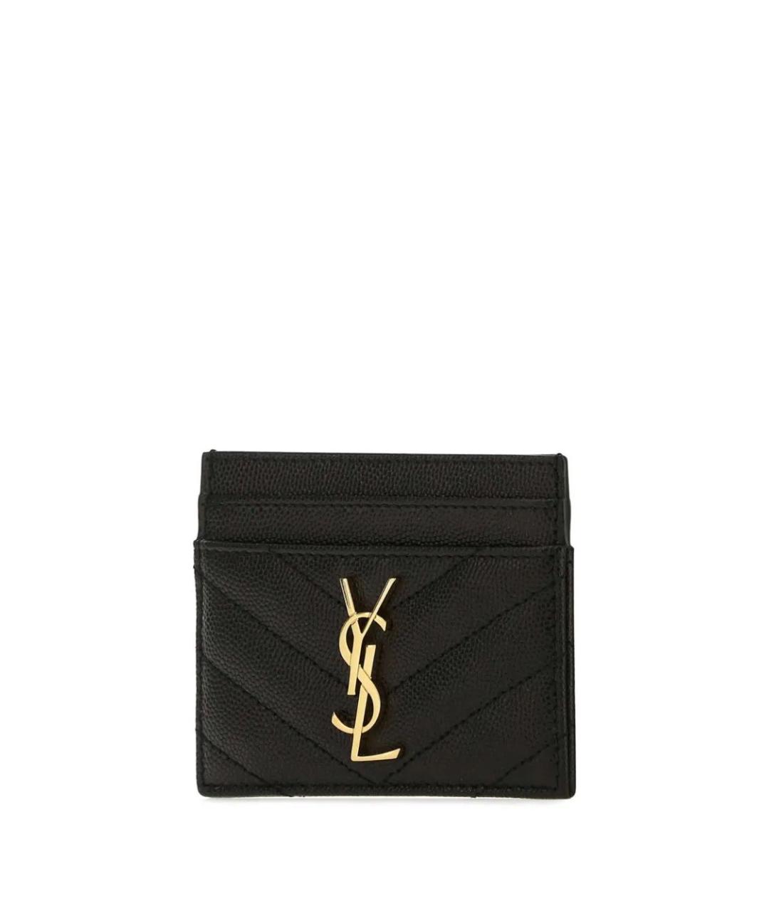 SAINT LAURENT Черный кожаный кардхолдер, фото 5