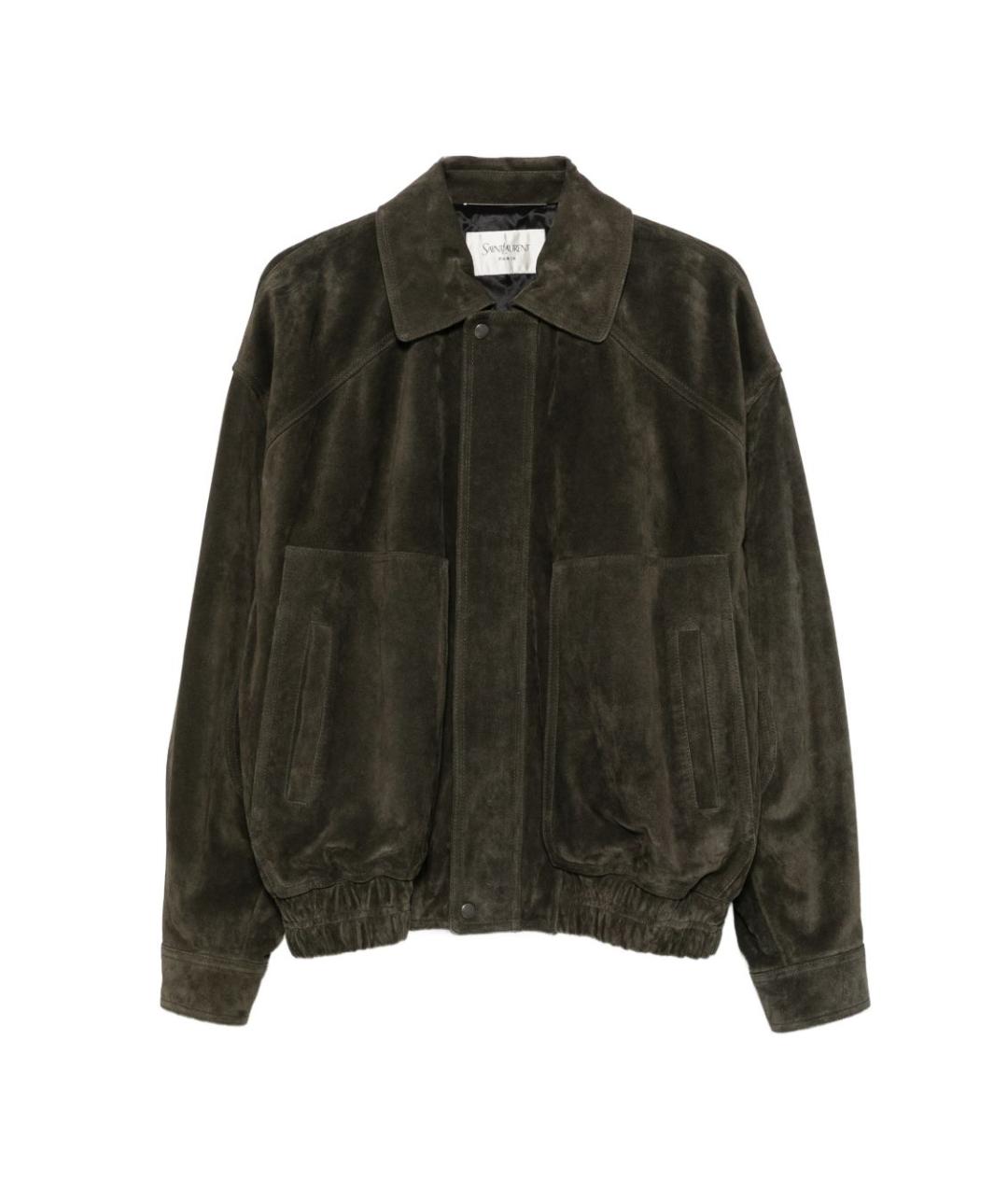 SAINT LAURENT Хаки замшевая куртка, фото 7