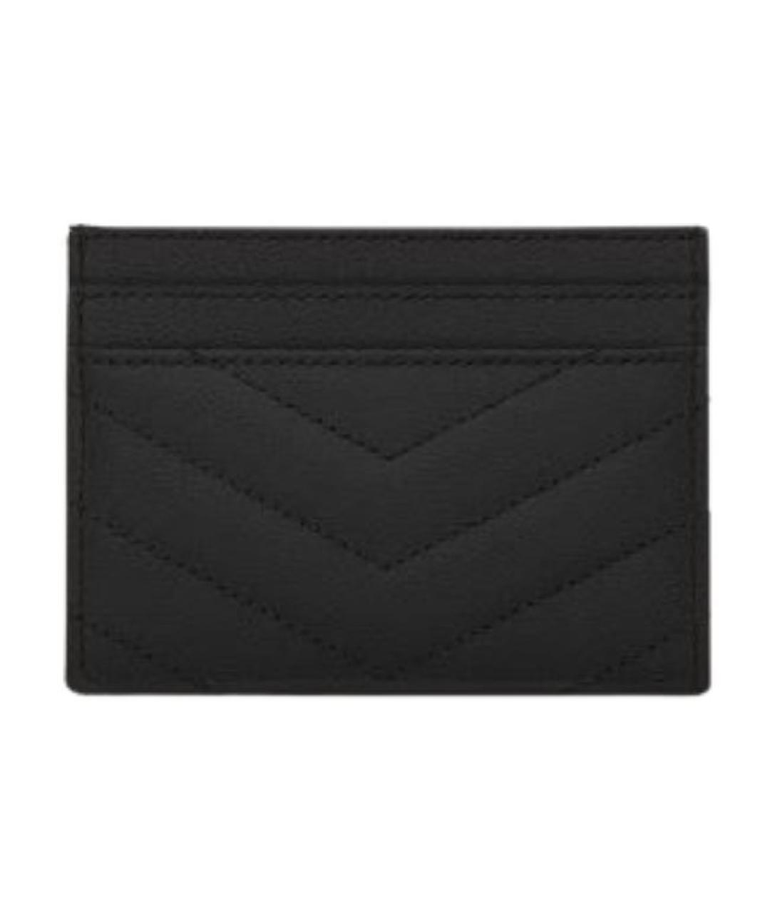 SAINT LAURENT Черный кожаный кардхолдер, фото 3