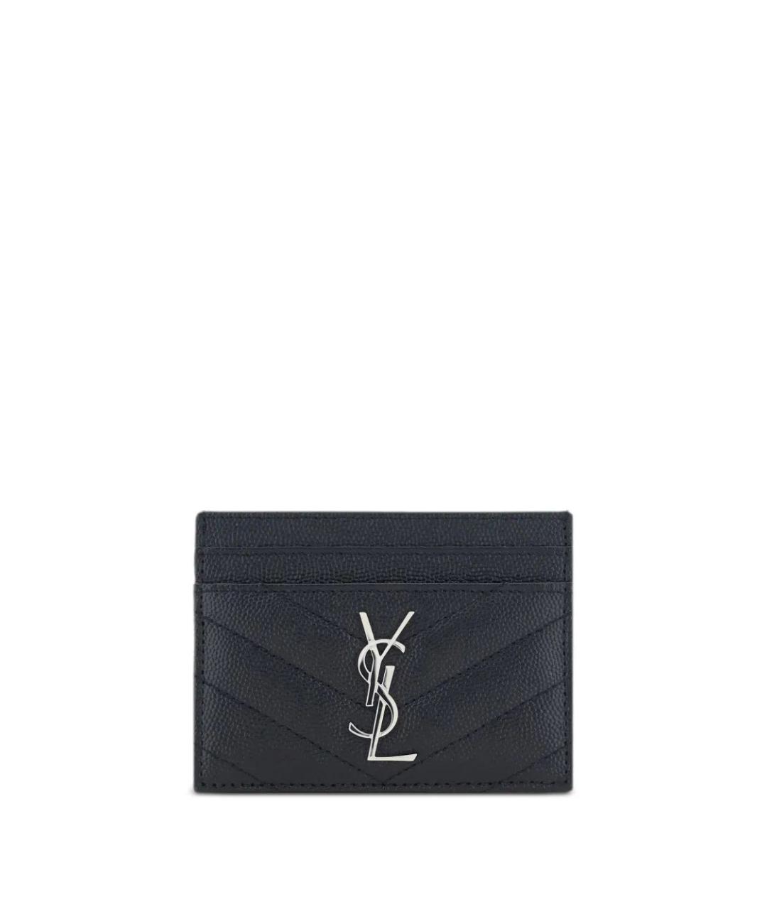 SAINT LAURENT Черный кожаный кардхолдер, фото 1