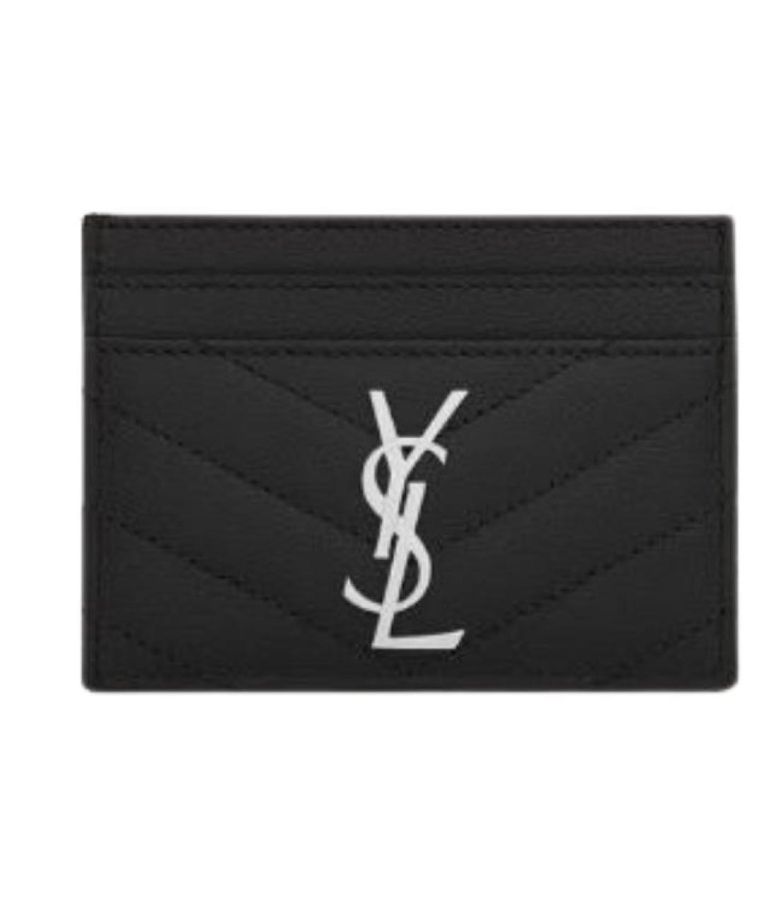 SAINT LAURENT Черный кожаный кардхолдер, фото 2