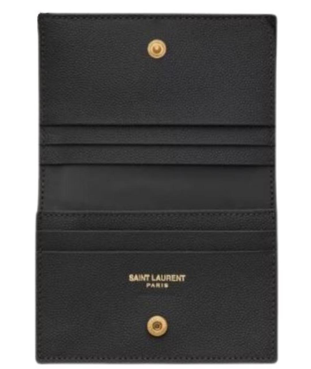SAINT LAURENT Черный кожаный кошелек, фото 3